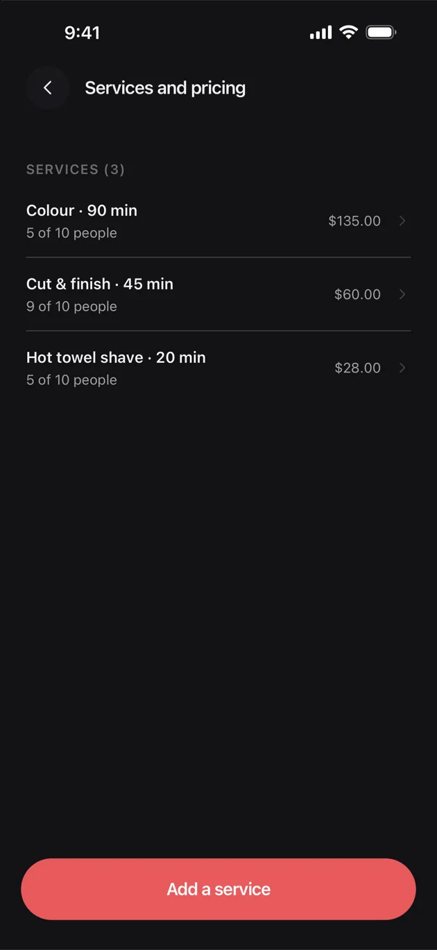 The Chaise app on iPhone: open services and pricing