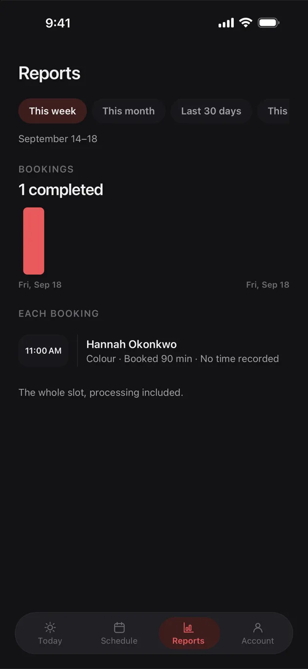 The Chaise app on iPhone: your reports