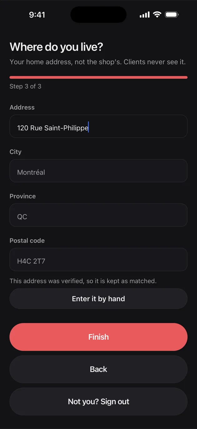 The Chaise app on iPhone: where you live